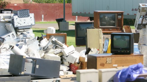 Staff assessing an office room before clearance